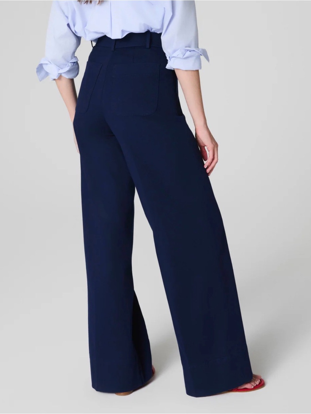 NWT Spanx SPANXsupersmooth® Stretch Twill Wide Leg Pant size L navy - Picture 2 of 11